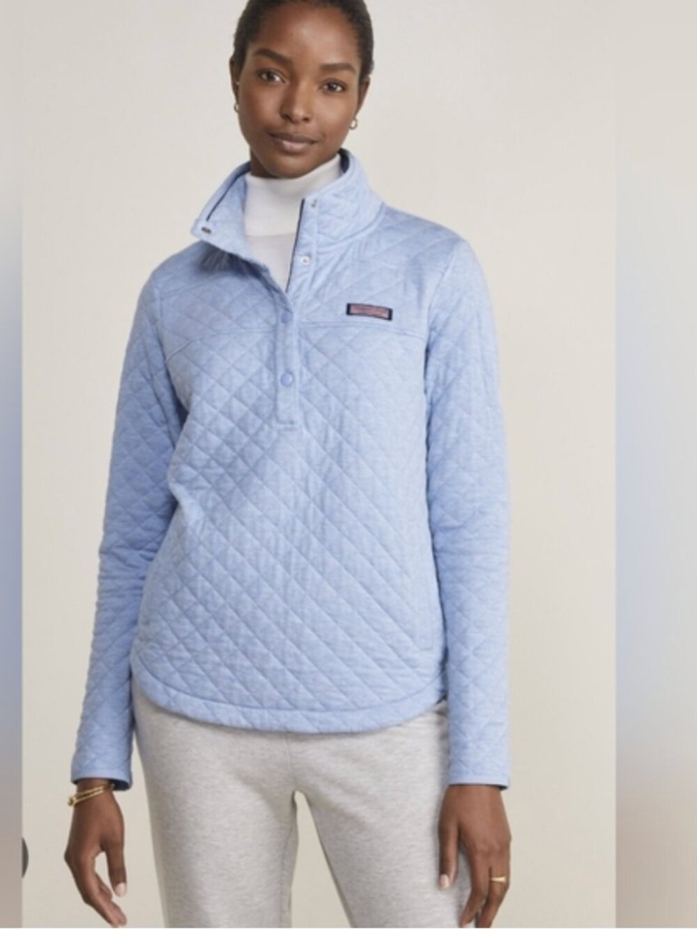 Vineyard Vines Women's Quilted Dreamcloth Shep Shirt Light Blue Size M